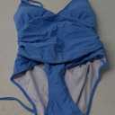 Upgraded One Piece Swimsuit Women - Tummy Control Bathing Suits, Unique Design Sexy Criss Cross Back, Ruched Swimwear (Large, #1k Fresh Blue)