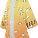 Drofe Anime Robes Tanjiro Cosplay Costume Zenitsu Kimono (3X-Large, Yellow)