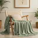 EverGrace Soft Chenille Throw Blanket for Couch, Cozy Plush Fuzzy Decorative Chenille Knit Throw Blanket with Tassels, Lightweight Blanket and Throws for Bed Sofa Gift Home Decor, Sage Green 50"x60"