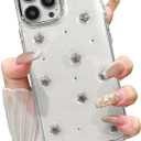 EYZUTAK Case for iPhone 16 Pro Max, Bling Glitter 3D Stars Phone Case Cute Sparkly Crystal Clear Star Aesthetic Design Case Slim Soft Durable TPU Transparent Protective Cover for Women Girls - Star