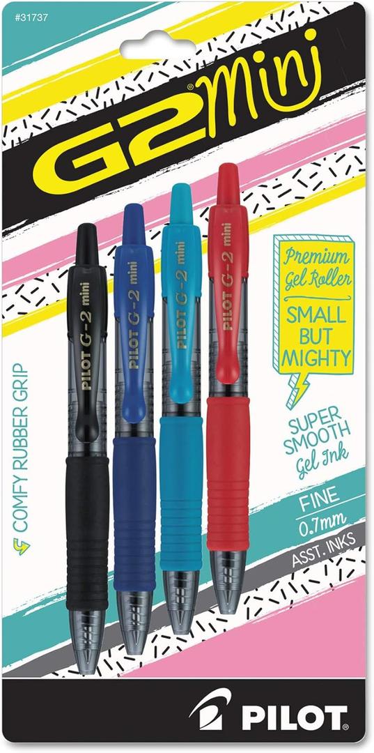 Pilot G2 Mini Gel Pen, Retractable, Fine 0.7 Mm, Assorted Ink And Barrel Colors, 4/pack