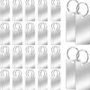 50 Pcs Blank Dog Tags 1.6 x 0.8 Inch Stainless Steel Tags Blank Key Rectangle Engraved Blank Key Ring with One Hole Metal Stamping Tags for DIY Decorative Craft Dog Tags