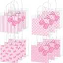 SmoothNovelty 24 Pcs Pink Cat Party Favor Bag Pink Bow Kitty Clear PVC Gift Bags with Handle Cute Kitten Cartoon Reusable Treat Tote for Women Kitty Party Wedding Birthday Baby Shower Supplies