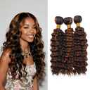 Highlight Deep Human Hair Bundles 8 10 12 Inch Brazilian Remy Virgin 10A Deep 3 Bundles Human Hair Hair Extensions Bundles P1B/30 Highlight
