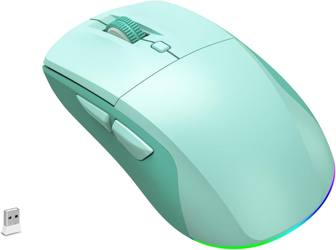 LeadsaiL Bluetooth Wireless Mouse, Rechargeable Dual Mode Computer Mouse with Side Buttons, Ergonomic Design, Silent Click, Adjustable DPI 800-4000, Compatible with MacBook, Windows Computers/Laptop
