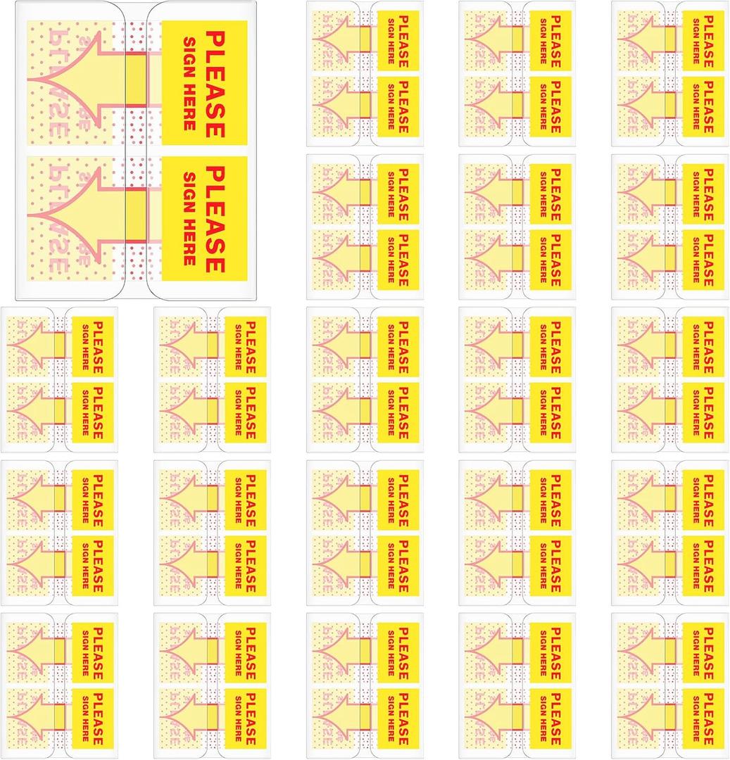 1250 Pcs Sign and Date Flags Here Tabs Initial Stickers for Office Notebook Annotating Books Notary Books, 1 Inch(Yellow,Please Sign Here)