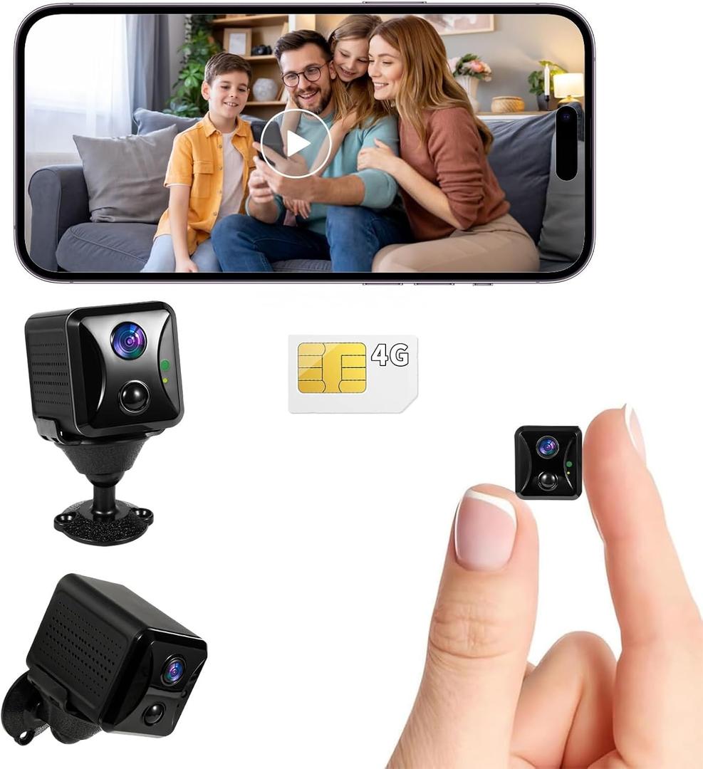 4G LTE Hidden Camera,Cellular Security Camera No WiFi with 4G SIM Card, 4K HD Portable Car Spy Camera, 160 Wide View, with Night Vision, AI Motion Detection Alert App Control