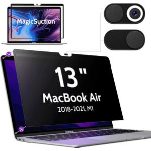 Privacy Screen for MacBook Air 13 Inch (2018–2021, M1) & MacBook Pro 13 Inch (2016–2022, M1, M2)
MagicSuction Removable Anti Spy Black Protector with Glare and Blue Light Filter – Black Privacy Screen for Mac Laptop (Model: T2-MacBook Air 13")