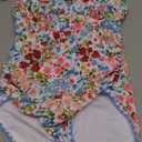 B2prity One Piece Swimsuit for Women Tummy Control Ruched Bathing Suit Push Up Tie Back Swimwear Shell Stitched (Small, Floral Print 01)