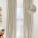 100% Blackout Shield Linen Blackout Curtains for Bedroom 96 Inches Long, Back Tab/Rod Pocket Living Room Drapes, Thermal Insulated Blackout Curtains 2 Panels Set, 50" W x 96" L, Oatmeal