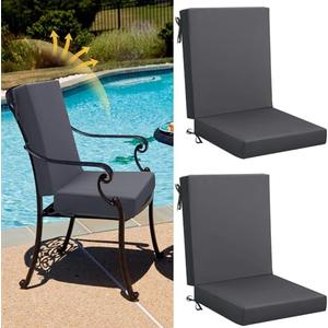 Patelai 1 Set Outdoor Dining Chair Cushions Patio Dining Chair Cushions High Back Weather Resistant for Outdoor Furniture 42 x 21 x 3 in(Dark Grey)