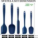 HOTEC 600 Heat Resistant BPA-Free Silicone Rubber Spatula Set, Kitchen Cooking Spatulas, Baking, Mixing, for Non Stick Cookware, Dishwasher Safe, Classic Blue Set of 5