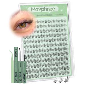 8-12MM Natural Lash Clusters Kit Short Cluster Eyelash Extensions Kit CC Curve Wispy Eyelash Clusters 192PCS Fairy Individual Lashes Waterproof Lash Bond and Seal Kit DIY Lashes