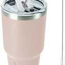BJPKPK 30 oz Tumbler Cups With Lid And Straw Stainless Steel Double Wall Vacuum Insulated Tumblers For Women and Men Apricot