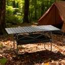 Outdoor Folding Table, 7.93LBS Ultralight Camping Table with Built-in Storage & Carry Bag, 225LBS Heavy Duty Aluminum Tabletop Carbon Steel Frame for Camping, Picnic, Beach, BBQ, 47.24"L x 21.65"W x 25.2"H