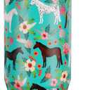 30 oz Horse Tumbler with Handle and Flip Straw, Vacuum Insulated Water Bottle Stainless Steel, Leak Proof Travel Coffee Mug Gifts for Horse Lover, Cute Floral Cup for Home Office Car Outdoors Sports