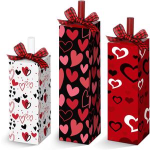 3 Pcs Valentine's Day Table Decoration Valentine Tiered Tray Decor 3 Size Wooden Love Table Block Sign with Bow Pink Red and White Valentine Centerpieces for Anniversary Home Decor(Vintage)