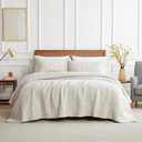 palassio Beige Cotton Quilt King Size Bedding Sets with Pillow Shams,White Lightweight Soft Bedspread Coverlet, Tan Cream Quilted Comforter Bed Cover for All Season, 3 Pieces, 106x96 inches