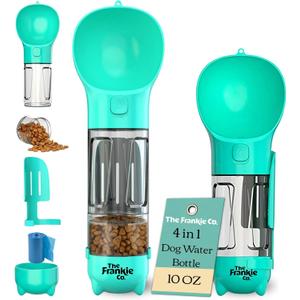 4 in 1 Dog Water Bottle, Leakproof Pet Water Dispenser with Bowl, Poop Bag Holder & Shovel, Dog Travel Accessories for Dogs and Cats, 10oz