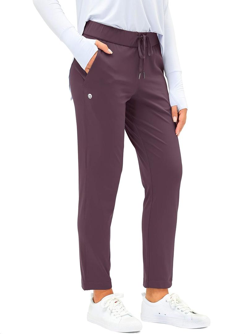 G Gradual Women's Pants with Deep Pockets 7/ 8 Stretch Sweatpants for Women Athletic, Golf, Lounge, Work (Wine Red, 3X-Large)