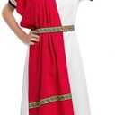 Nwnip Kids Boys Greek Toga Costume Mythos Philosopher Halloween Roman Outfit with Tunic Belt Set