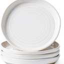 LE TAUCI 8 Inch Ceramic Salad Plates Set of 4, Modern White Appetizer Plates for Kitchen, Small Dessert Plates, Microwave & Dishwasher Safe Dinnerware Sets, Scratch Resistant - Arctic White