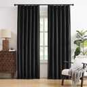DUALIFE Black Out Curtain Panels Tab Back with Hooks, Sundproof Thermal Insulated Pleat Long Curtains/Drapes for Sliding Glass Door Hall/Dining Room, 40 Wide by 96 Inches Long, Set of 2