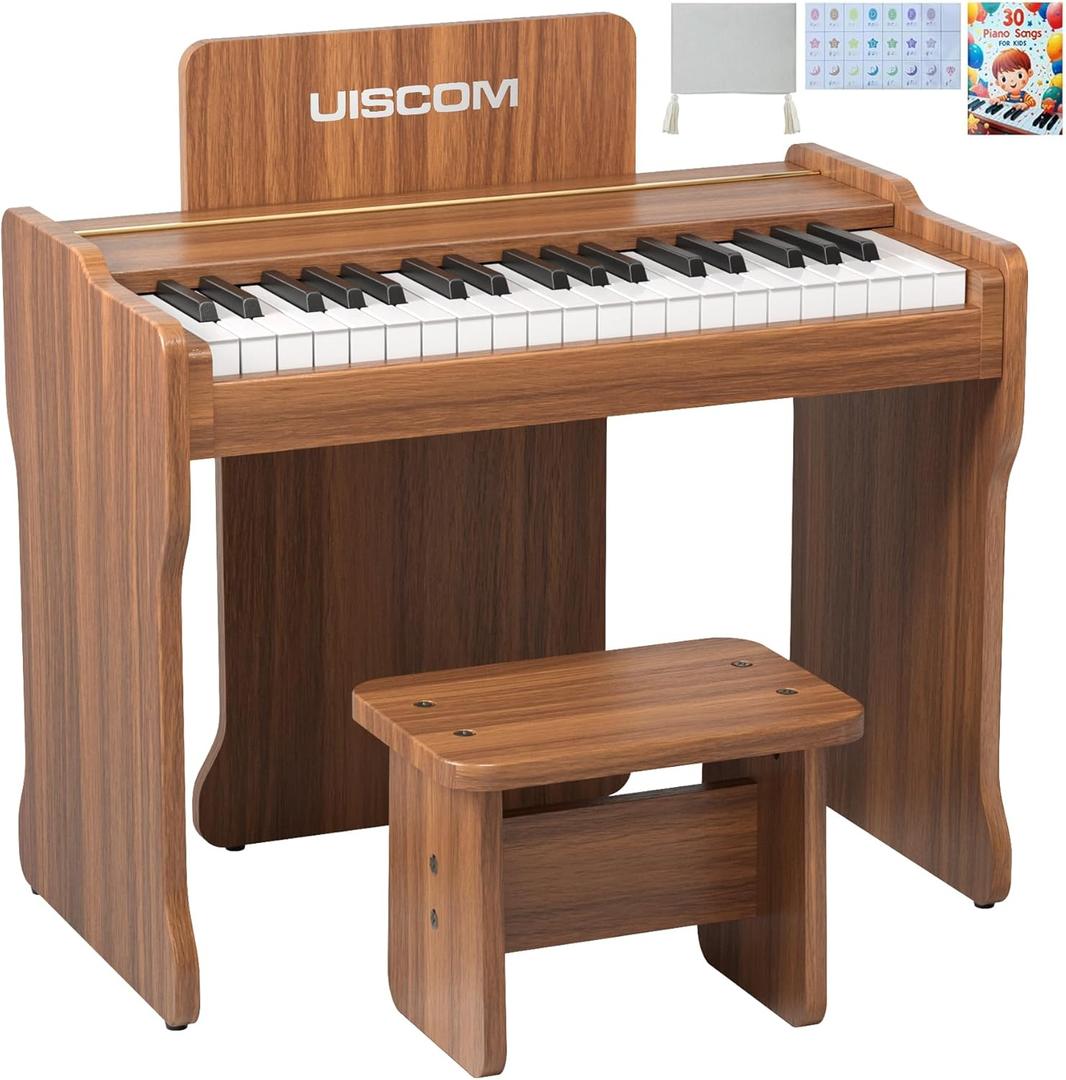 Kids Piano Keyboard, 37 Keys Digital Piano, Toddler Piano for Kids, Mini Baby Piano Toy, Kids Musical Instruments Sets, Wood Piano keyboard for kids Ages 3+,Brown