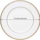 13" White Beaded Charger Plates with Gold Rim,Set of 6 Round Chargers for Dinner Plates,Decorative Plastic Chargers for Wedding, Party & Easter Table Decor