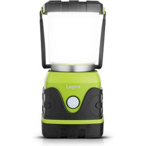  Lepro LE 1000LM Battery Powered LED Camping Lantern, Waterproof Tent Light with 4 Light Modes, Camping Essentials, Portable Lantern Flashlight for Camping, Emergency Light, Power Outages, Not Rechargeable (Green-1000lm-1Pack)