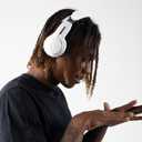 Skullcandy Icon ANC Wireless On-Ear Bluetooth Headphones, Active Noise Cancelling, 60 Hours Battery, Sweat Water Resistant, Foldable Durable Travel Ready, Microphone for iPhone Android - Bone