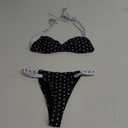 MakeMeChic Women's Polka Dots Bikini Set Tie Back Thong Summer Bathing Suit Swimsuit (Multicolor) S