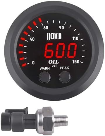 ZHSYMX Universal Oil Pressure Gauge Kit 2-1/16" (52mm) 150 PSI - Digital Meter Red Display with 1/8NPT Electronic Sensor - for Boat Marine Car Auto Truck Automotive Gauge Sets