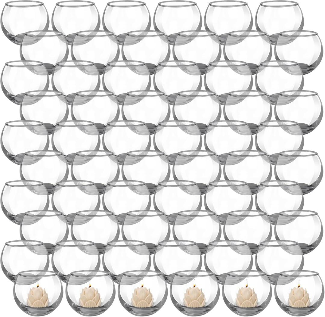 60 Pcs Clear Glass Votive Candle Holders Bulk Tealight Centerpiece Candle Holders Vase for Bridal Shower Wedding Table Decoration Graduation Party