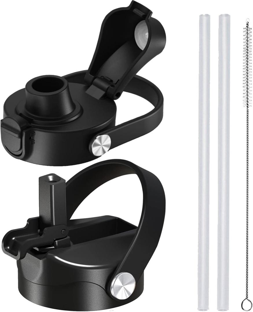 Straw Lid and Spot Lid for Wide Mouth Sports Water Bottle12 18 20 32 40 64oz,Replacement Lid Compatible with Hydroflask Wide Mouth Top Accessories