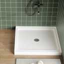 36" x 36" Center Drain Shower Pan - Slip-Resistant Acrylic Shower Base with Single Threshold, Solid ABS Construction for Easy DIY Installation & Remodel, White