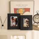 4x6 5x7 Picture Frames Set of 2, Modern Ornate Crocodile Leather Photo Frames with HD Glass Front, Farmhouse Table Top Display or Wedding Home Decor (Black)