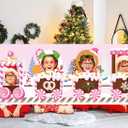 Pink Gingerbread Train Photo Props Large Christmas Train Shaped Backdrop Banner Xmas Gingerbread Party Decorations for Winter Holiday Festival Photo Booth Background Home Class Decor Party Supplies