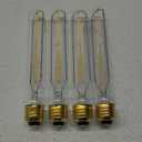 E26 Tubular LED Bulbs 4W, 3000K Soft White,Dimmable Edison Style Filament Light Bulb, T10 Vintage Bulb 40 Watt Equivalent, E26 Medium Base 400LM,Clear Glass Cover, 7.3in(185mm),4-Pack (4w=40w 3000k Soft White)