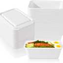 34 oz Disposable Food Containers with Lids 50 Pack Sugarcane Pulp Food Prep Containers Biodegradable Lunch Take out Box Compostable and Microwave Safe for Meal Prep(White)