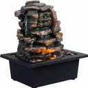GOSSI Home Dcor Waterfall Meditation Fountain Indoor Tabletop Many Natural River Rocks Decorated Office Home Tabletop Fountion with LED Lights Christmas Decorations