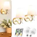 Battery Operated Wall Sconces Lights Set of Two Remote Control, Antique Brass Bow Sconces Rechargeable Battery Powered Wall Lights Dimmable LED 2700K-6000K 16 Color Temperatures