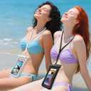 IPX8 Floating Waterproof Phone Pouch 2-Pack ,7.2 Inch Waterproof Dry Bag16/15/14 Pro Max Galaxy S24/S23 Adjustable Lanyard + wrist strap Beach Swimming Travel Essentials Black white