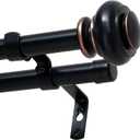 H.VERSAILTEX Double Curtain Rods for Windows 16.2 to 90.6 Inches 3/4 inch Diameter Adjustable Decorative Telescoping Double Curtain Rod with Brackets Heavy Duty Splicing Double Curtain Rods, Black