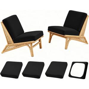 SUKAIKEQA 4PCS Patio Cushion Covers,Patio Furniture Couch Seat Slipcovers，Washable Furniture Protector, Replacement for Sofa Sectional Chair