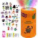 Halloween Bubble Machine, Automatic Fireworks Bubble Blower with Spooky Sound & Dazzling Lights, Portable Bubble Maker Toys with DIY Stickers for Kids Halloween Party Fun (Halloween)
