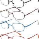 EFE Metal Wire Frame Reading Glasses Readers for Men Women 1.0 Lightweight Spring Hinge Eyeglasses 4 Pack (Mixcolor, 1.0)
