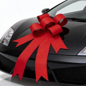 Red Big Car Bow 30 Inches, Giant Ribbon Bow for Car Decor, Large Gift Wrapping, Birthday Parties, Christmas, Weddings, and New Home Decor