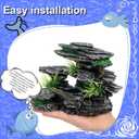 Artificial Rockery with Aquatic Plants for Aquarium Decoration - Easy-to-Clean Christmas Decoration for Betta Fish Tanks (1 Artificial Rockery, 4 Aquatic Plants)