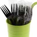 AmerCareRoyal 1000 Units Medium Heavy Weight Individually Wrapped Disposable Polystyrene Plastic Forks for Restaurants and Catering, Black
